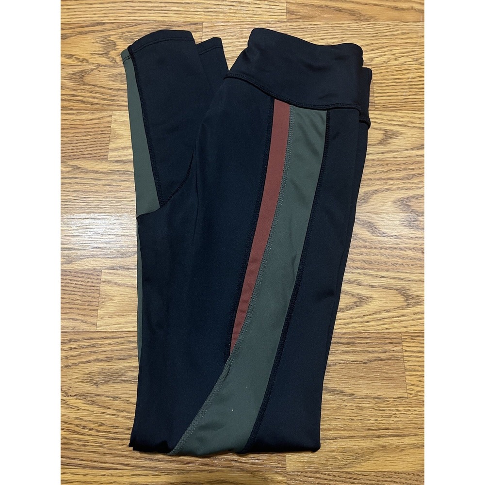 Kyodan Active Women's Leggings Colorblock Size XS Black Green Stripe